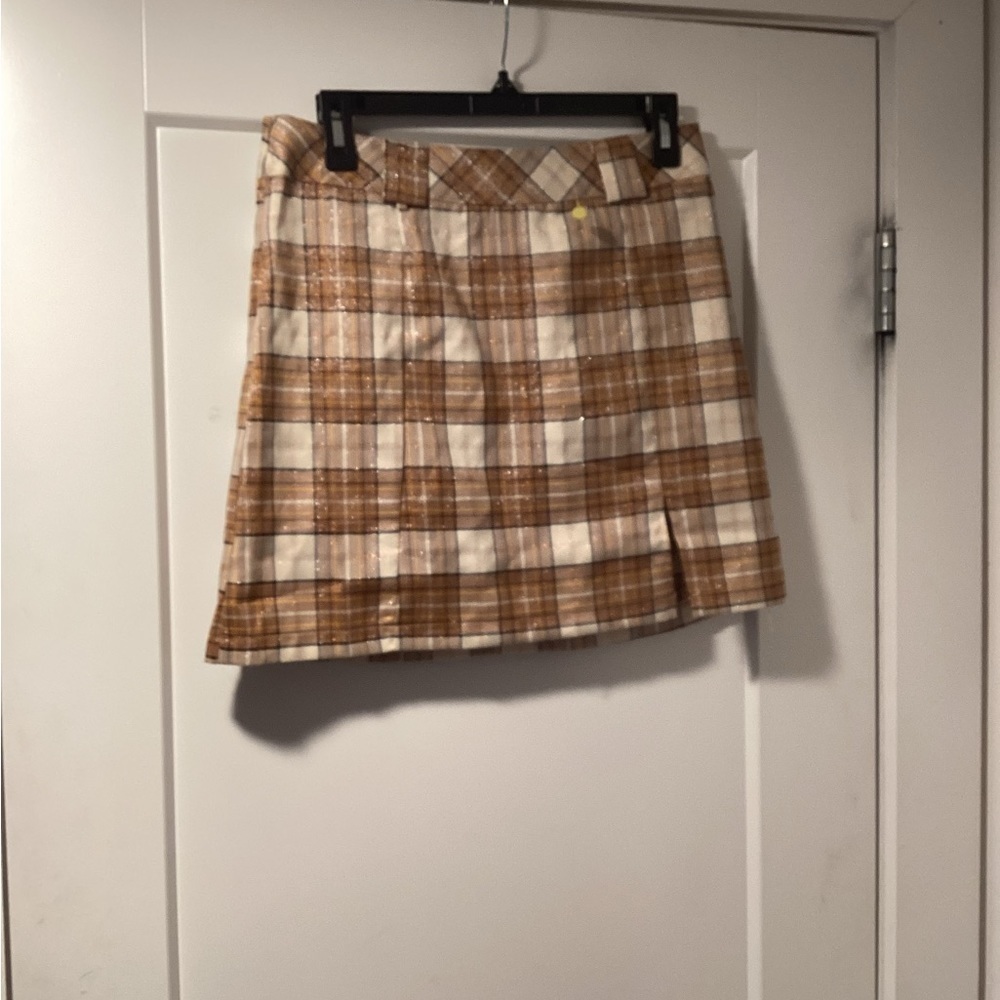 NWT Know One‎ Cares Size M Lurex Plaid Mini Skirt